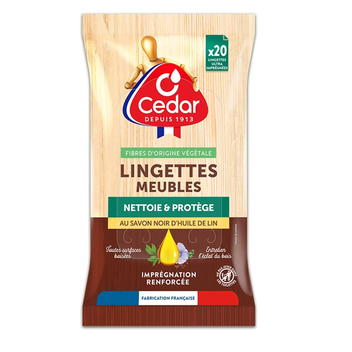 [3760360761818] O'CEDAR Toallitas para muebles con jabón negro y aceite de linaza 20 toallitas