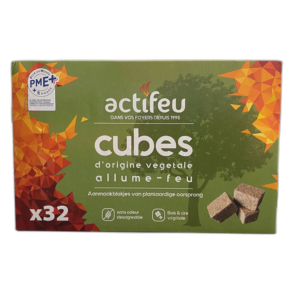 ACTIFEU Cubes allume-feu bois compressé et cire végétale 32 cubes