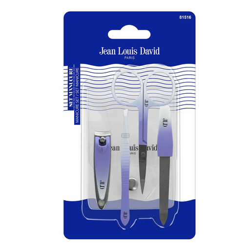 [3666085815167] JEAN LOUIS DAVID Conjunto de manicure tesouras, corta-unhas, pinças, lima de unhas 1 bolsa+4 peças