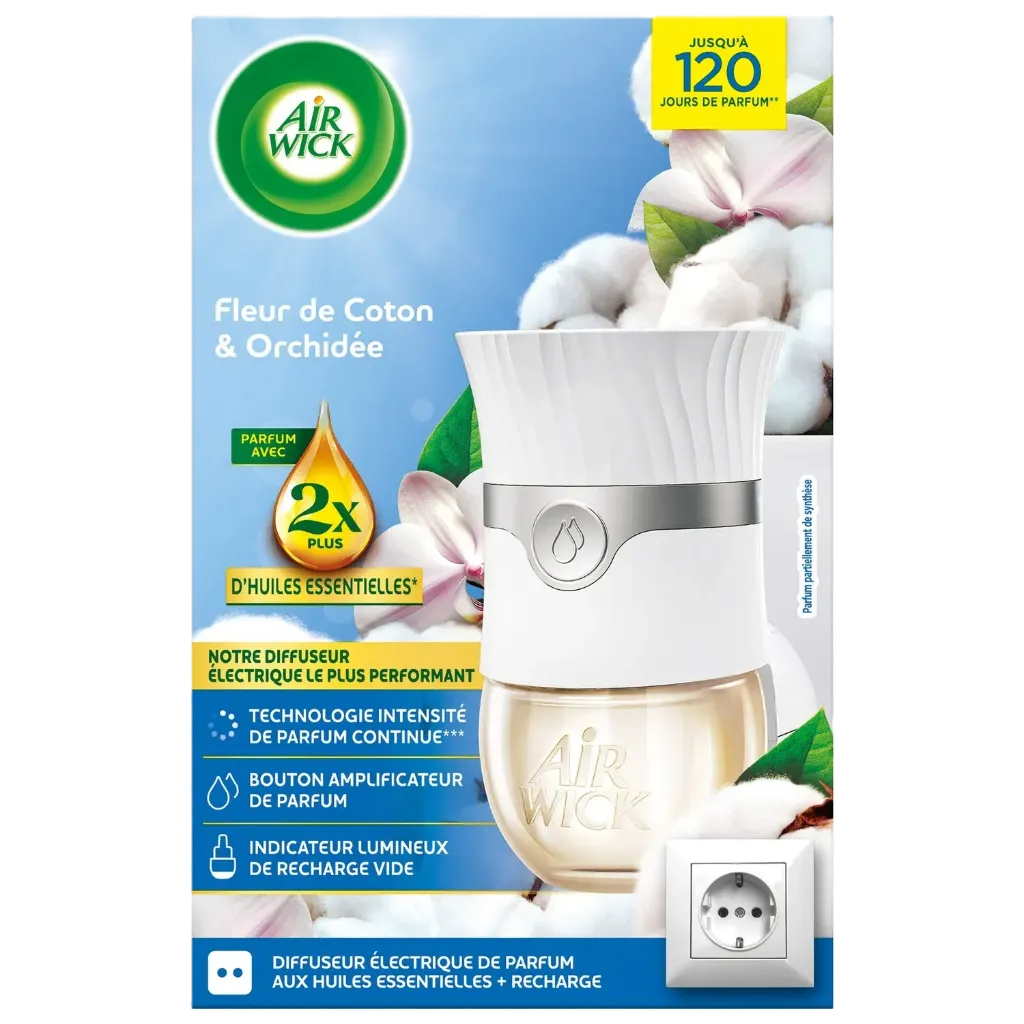 Air Wick Désodorisant Diffuseur Électrique Fleur De Coton Et Orchidée Diffuseur Et La Recharge 19Ml