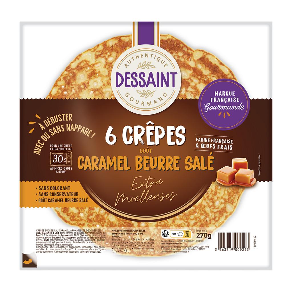 DESSAINT Crepes de caramelo extra fofos 6 peças 270 g