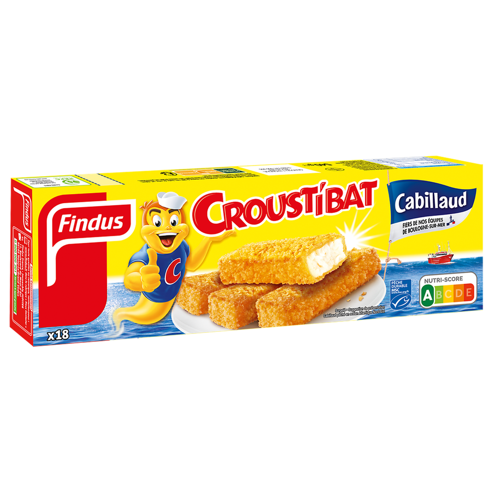 FINDUS Croustibat bâtonnet pané cabillaud MSC 18 pièces 450 g