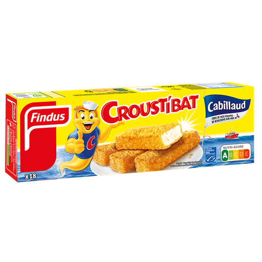 [3599740008140] FINDUS Croustibat Breaded Cod Fish Sticks MSC 18 pieces 450 g