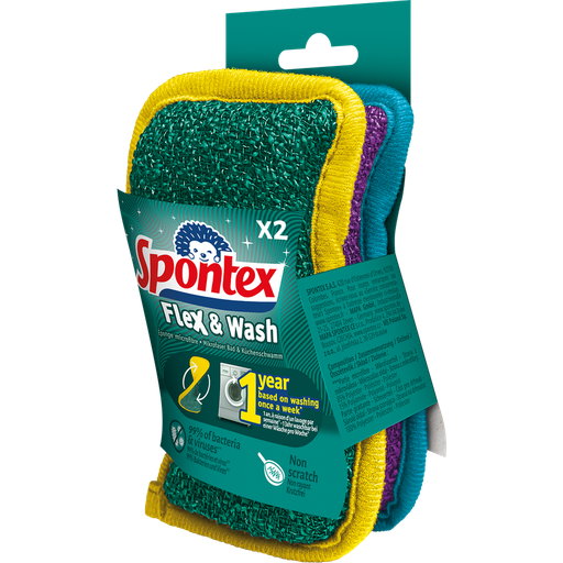 [3384120032491] SPONTEX Éponge microfibre multi-usages ne raye pas 2 pièces