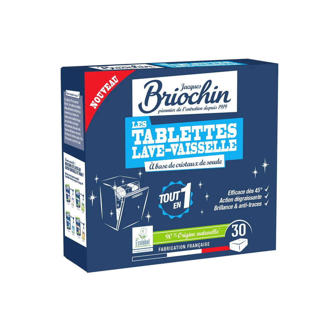 BRIOCHIN Pastilhas Lava-Louça Cristais de Soda Tudo em 1, 30 pastilhas