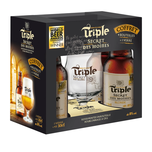 [3347970011399] TRIPLE SECRET DES MOINES Coffret bières blondes 8% 4 x 33 cl