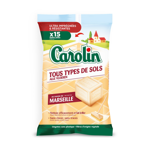 [3346020058278] CAROLIN Toallitas Suelos Jabón de Marsella 15