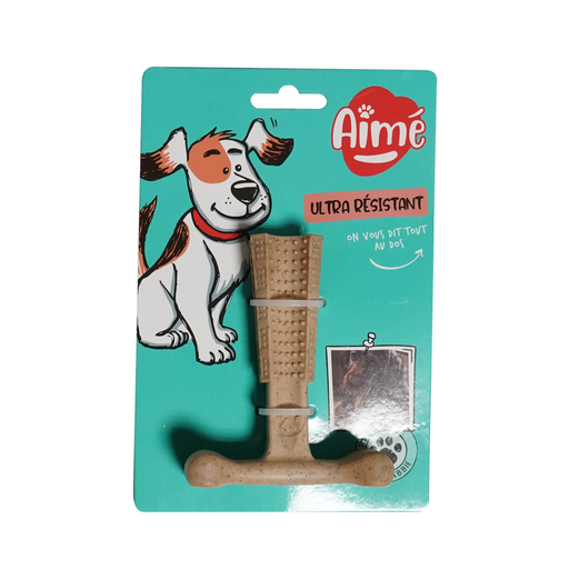 [3281019017372] AIME Dog toy bamboo bone chicken scented 10cm
