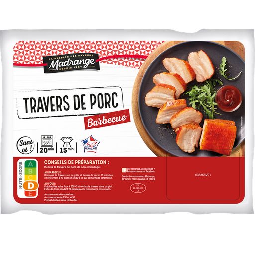 [3273625800516] MADRANGE Seasoned Cooked Pork Ribs Barbecue Flavor 500 g