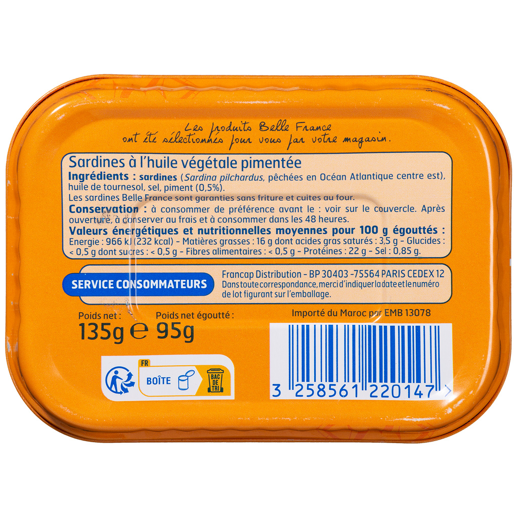 BELLE FRANCE Sardines au Piment 135 g