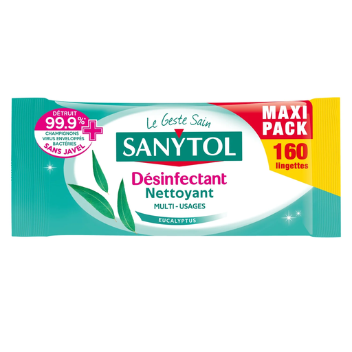 [3045206313537] SANYTOL Toallitas desinfectantes multiusos Eucalipto 160 toallitas