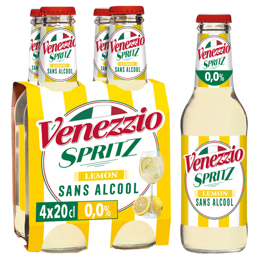 [3012993087491] VENEZZIO Apéritif pétillant citron sans alcool 4 x 20 cl