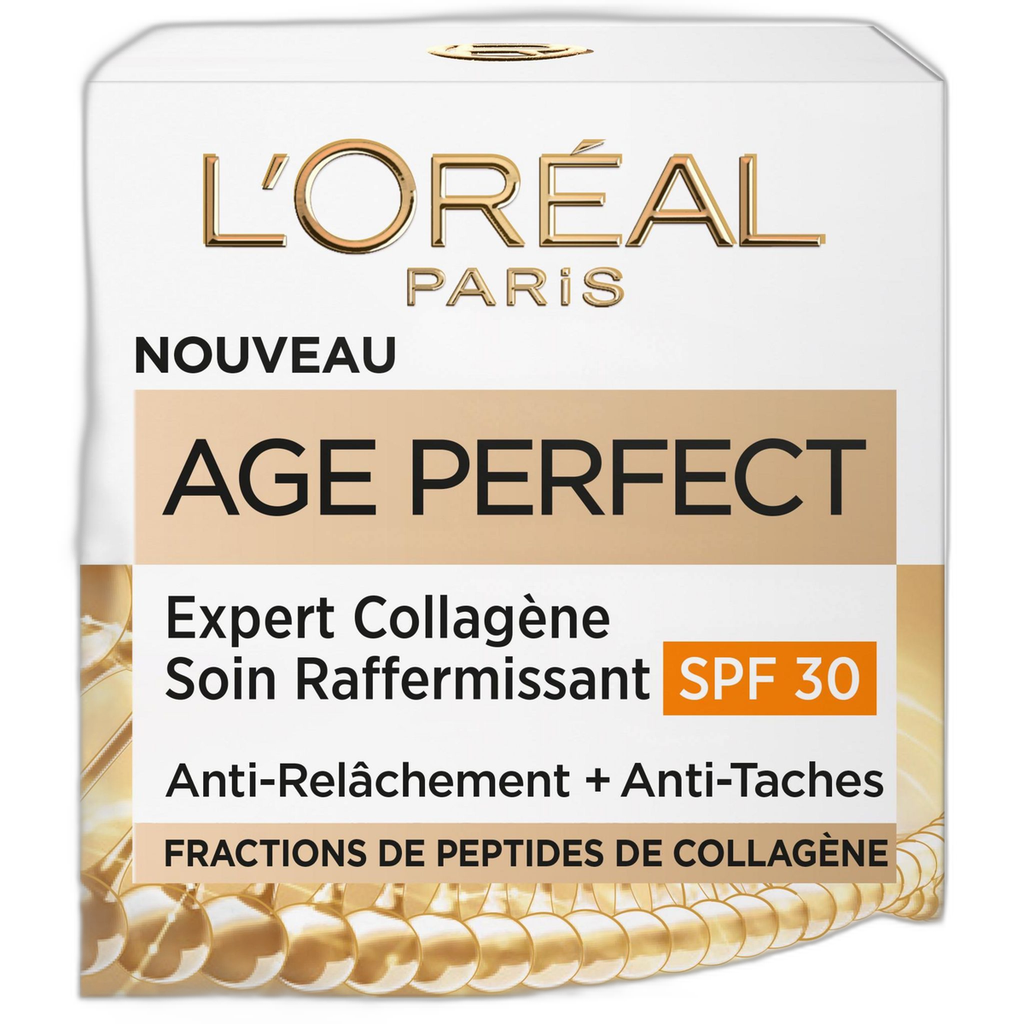 L'Oreal Paris Crème Raffermissant Remaillant Jour Visage Peau Mature Anti-Taches Brunes Fractions D'Acides Aminés De Collagène Et Melanin-Block Age Perfect Spf30 Pot De 50Ml