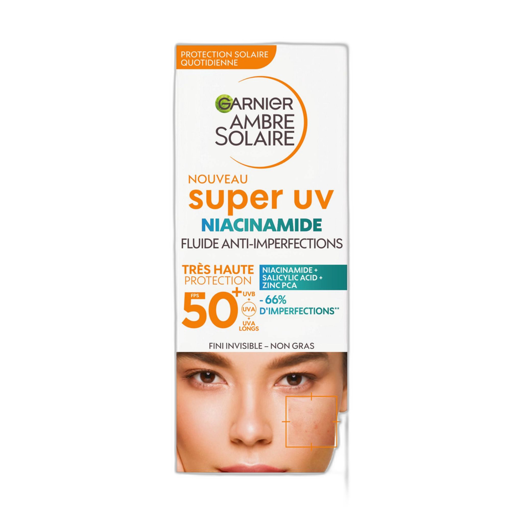 Garnier Crème Solaire Fluide Visage Spf 50+ Anti-Imperfections Niacinamide Flacon De 40Ml