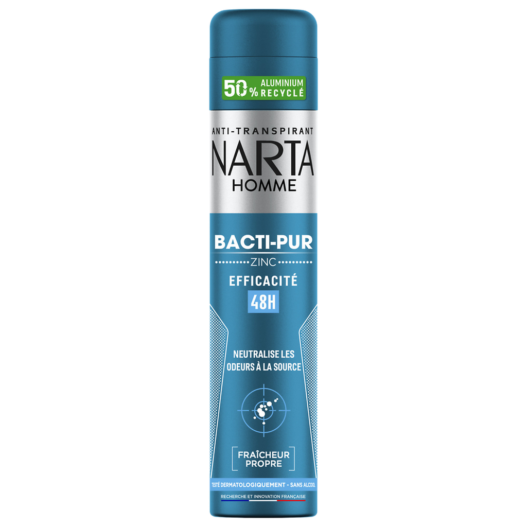 Narta Déodorant Spray Homme Anti-Bactérien Au Zinc Bacti-Pur Flacon De 200Ml