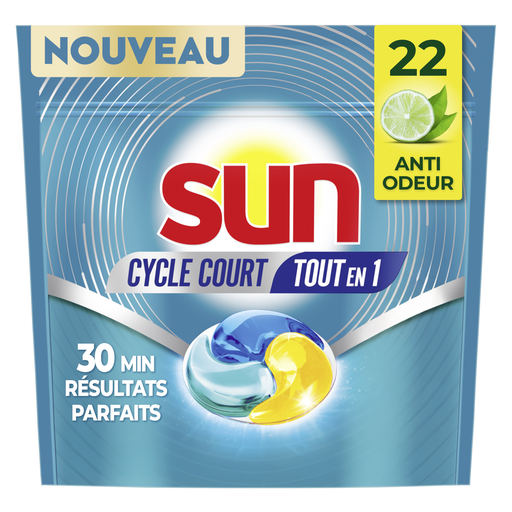 [8721317759314] SUN Cycle Court all-in-1 dishwasher capsules lime and green tea scent 22 washes 282 g