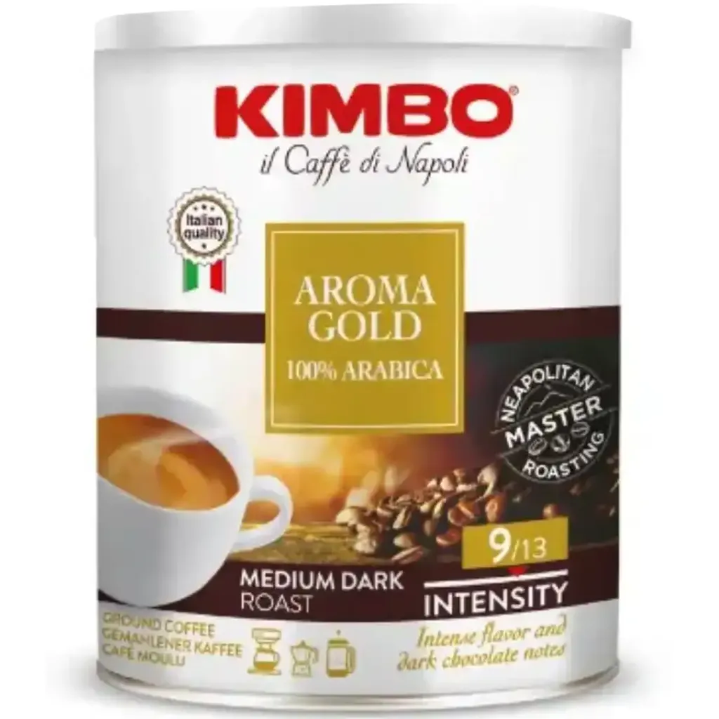 Kimbo 250G Aroma Gold 100% Arabica Tin - Ground /8