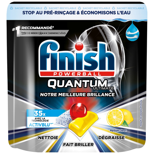 [3059946164359] FINISH Pastilhas para máquina de lavar loiça Powerball Quantum Ultimate Limão 35 doses
