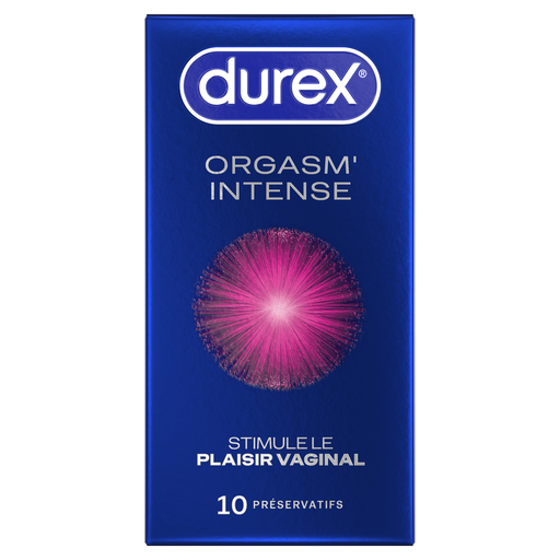 [3059948001478] DUREX Preservativos Orgasm'Intense con textura perlada y nervada, caja de 10