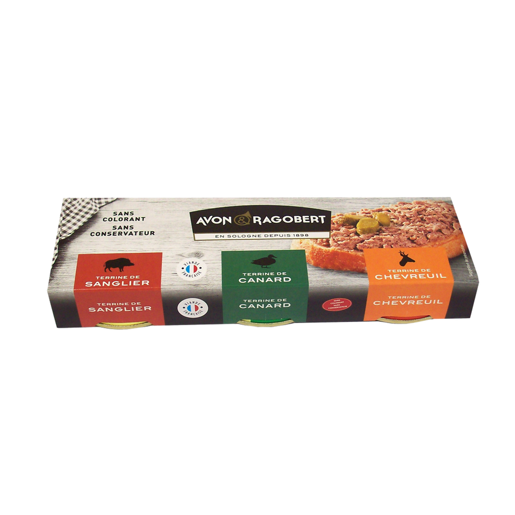 AVON & RAGOBERT Terrina de Jabalí, Pato y Ciervo 3 latas de 75 g