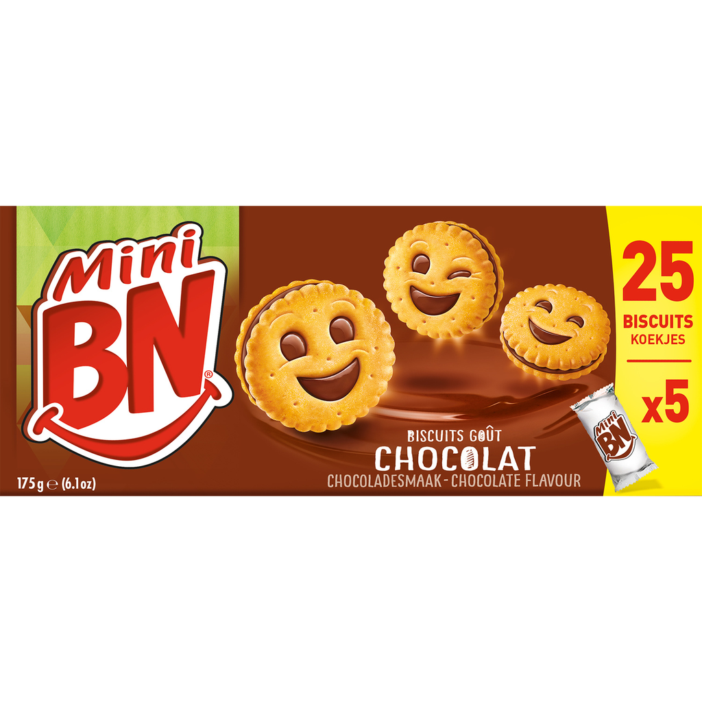 BN Mini galletas sabor chocolate 5x5 galletas 5 bolsitas de 35 g