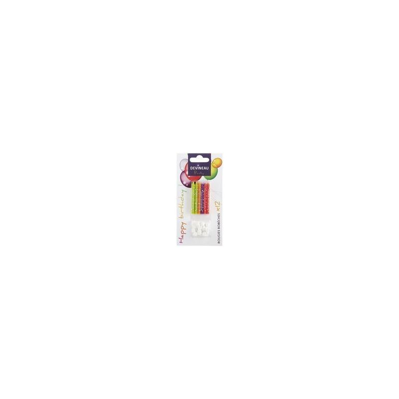DEVINEAU Disney 12 Colorful Children's Birthday Candles With Festive Patterns And Happy Birthday Inscription