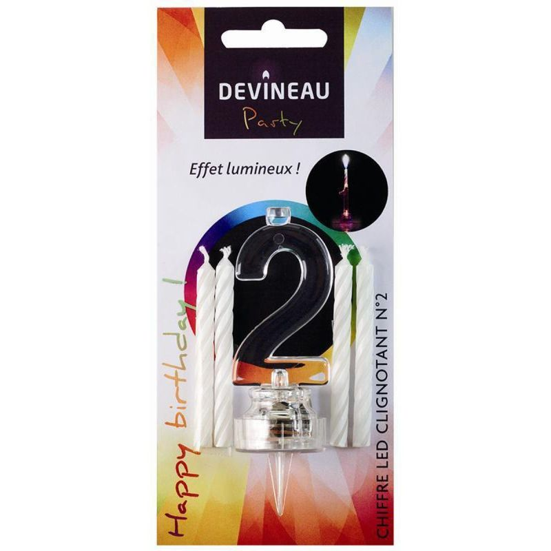 DEVINEAU Chiffre Plastique Avec Led Et 4 Bougies N°2