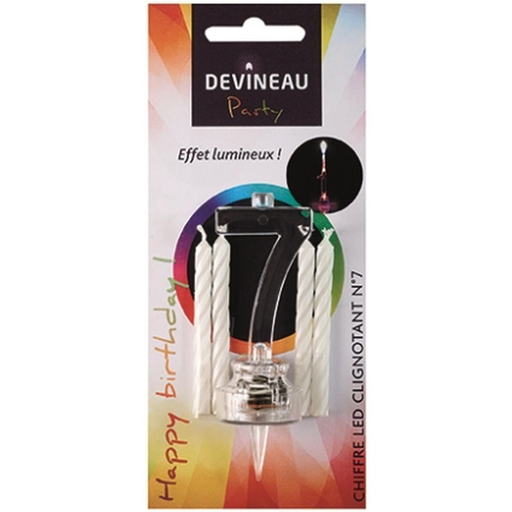 [3065870504079] DEVINEAU Number 7 Candle with LED la bougie