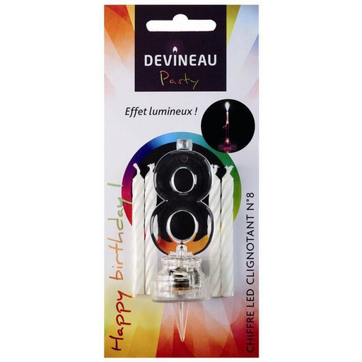 [3065870504086] DEVINEAU Plastic Number With LED And 4 Candles N°8