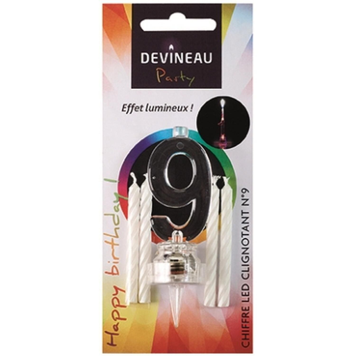 [3065870504093] DEVINEAU Number 9 LED Candle la bougie