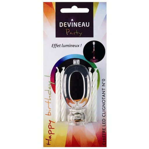 [3065870504109] DEVINEAU Plastic Number With LED And 4 Candles N°0