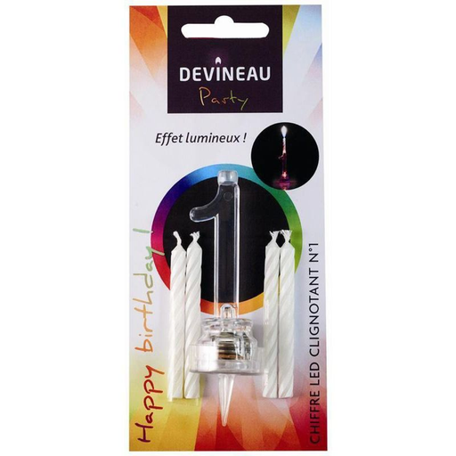 [3065870504116] DEVINEAU Plastic Number With LED And 4 Candles N°1
