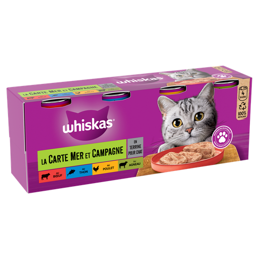[3065890001060] WHISKAS La carte mer et campagne em terrina para gato 4x400g