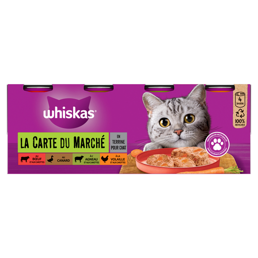 [3065890001107] WHISKAS Comida húmeda para gato adulto La Carte du Marché terrina 4x400g