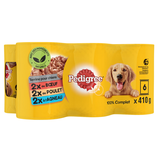 [3065890001848] PEDIGREE Alimento completo para cães médios e grandes com carnes 6 latas de 410 g