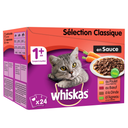 WHISKAS Repas pour chats adultes aux viandes 24 x 100 g