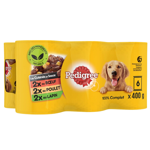 [3065890100541] PEDIGREE Alimento completo para perros medianos y grandes con carnes 6 latas de 400 g