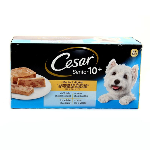 [3065890134843] CÉSAR Dog Wet Food Meat Vegetables And Rice 4 x 300 g