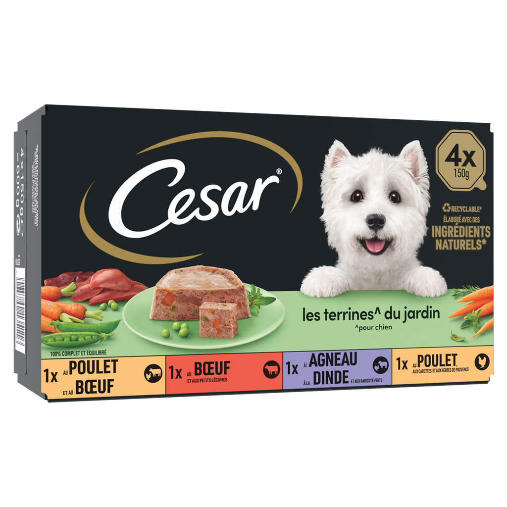 CESAR Les terrines du jardin surtido 4 variedades para perro 4x150g
