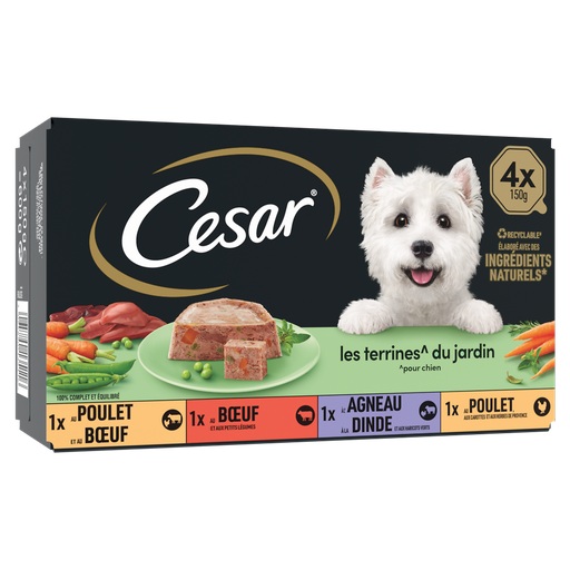 [3065890135116] CESAR Les terrines du jardin assorted 4 varieties for dogs 4x150g