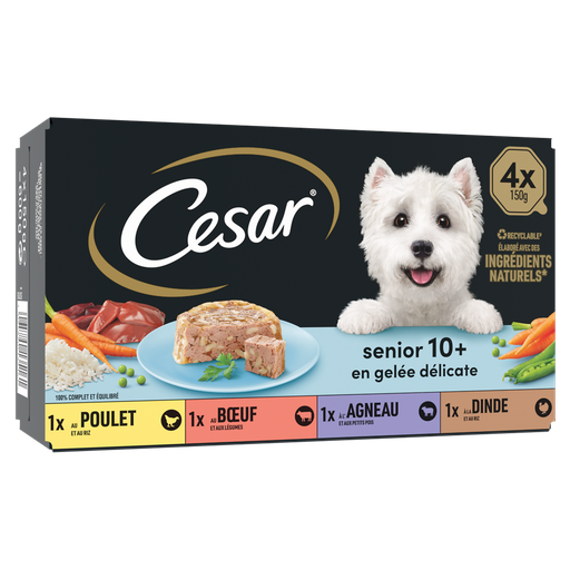 [3065890135161] CESAR Surtido en gelatina delicada 4 variedades para perro senior 4x150g