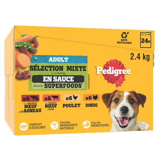 [3065890138391] PEDIGREE Comida Húmeda para Perro Adulto Selección Mixta en Salsa 24x100g