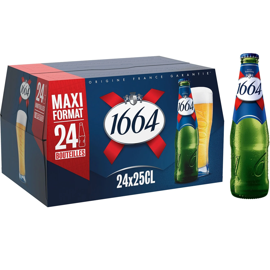 1664 Bière blonde premium 24 canettes de 25 cl