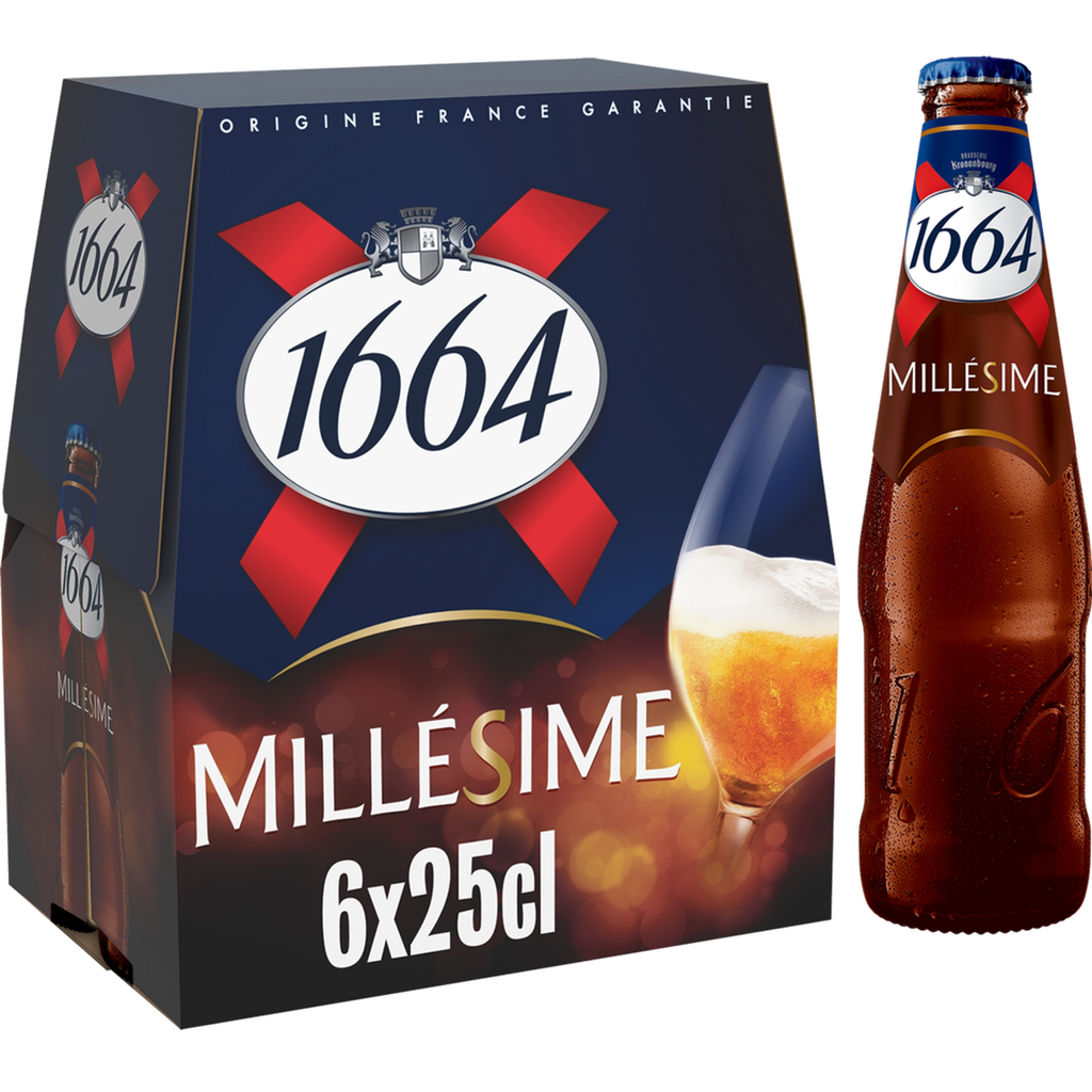 [3080216029504] 1664 Bière Blonde Millésime : Le Pack De 6 Bouteilles 25Cl