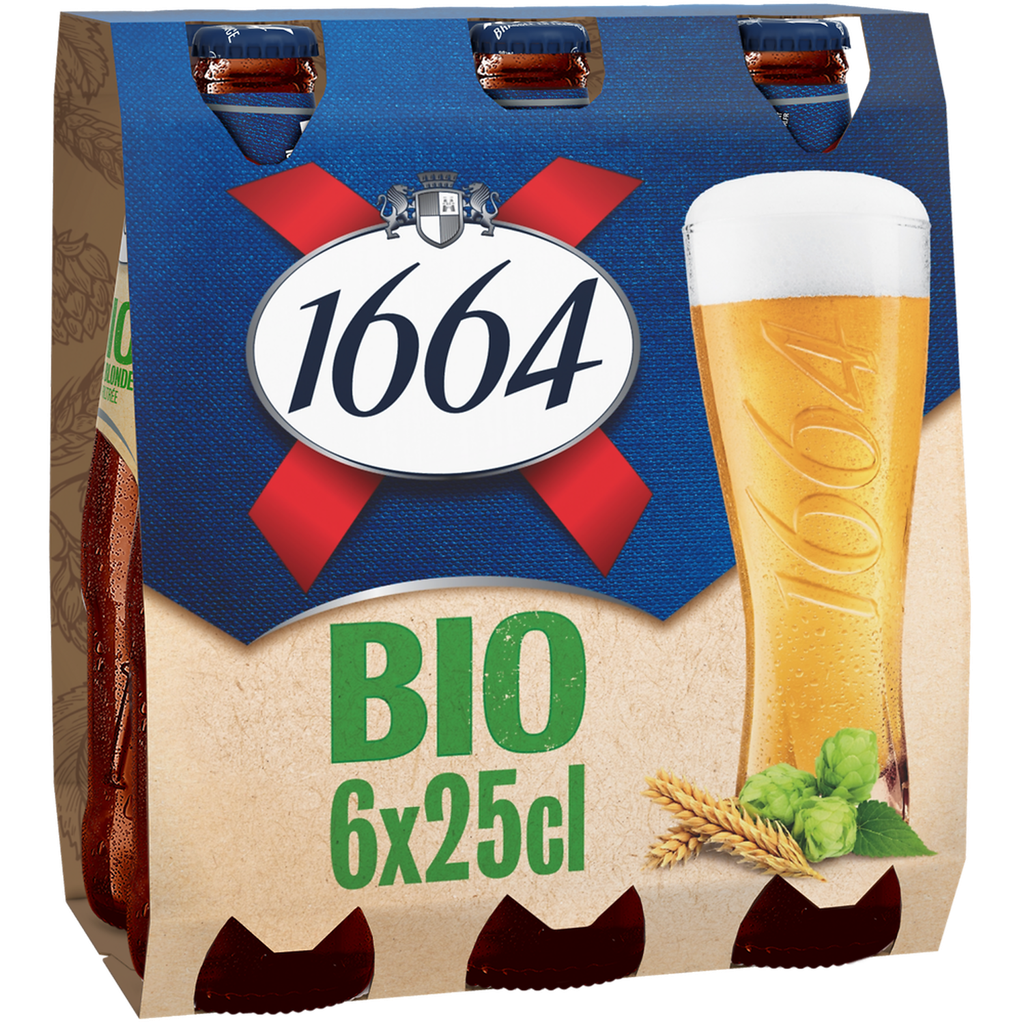 1664B Organic Unfiltered Blonde Beer 5.5% 6 bottles of 25 cl