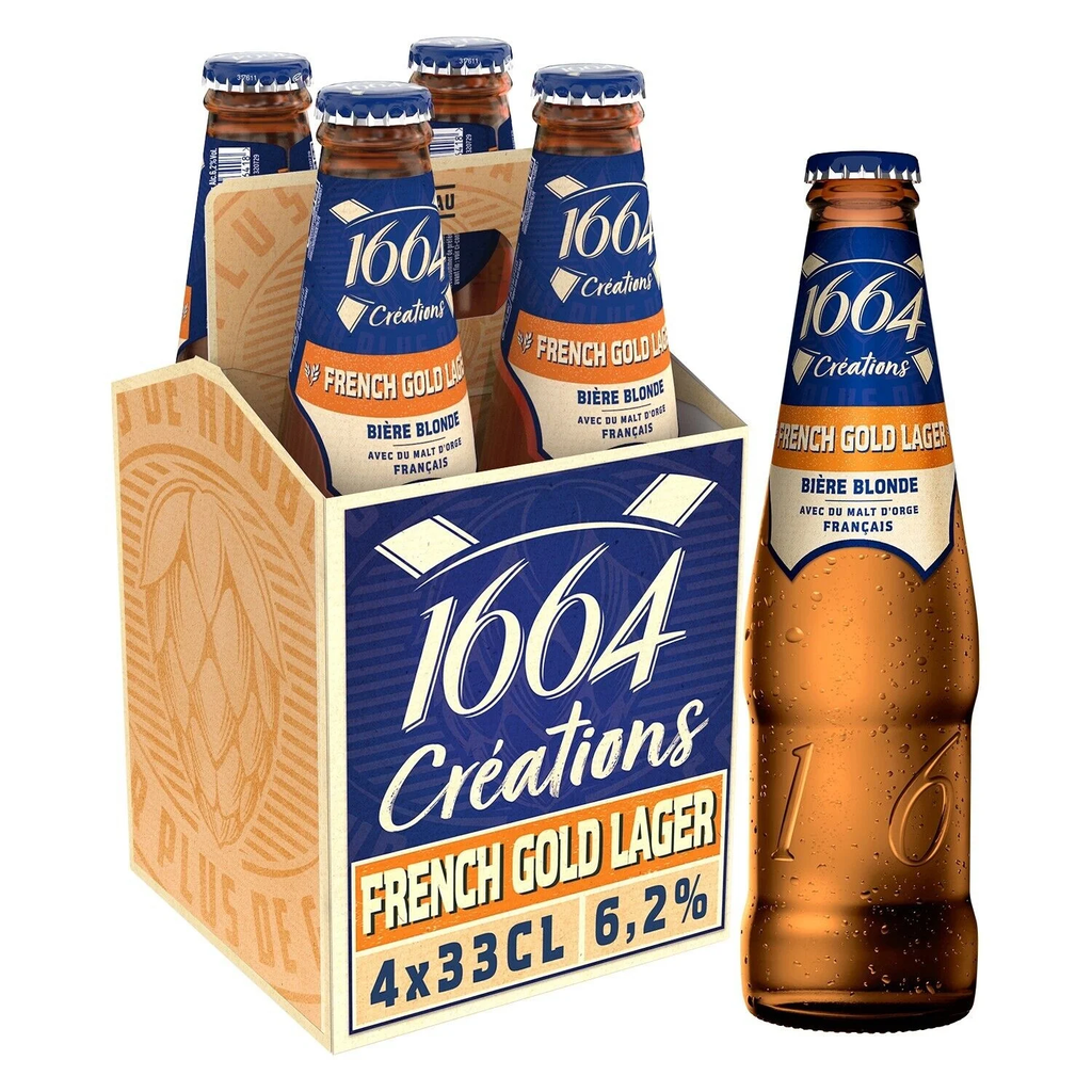 1664 Bière Blonde Créations French Gold Lager 4 bouteilles de 33 cl