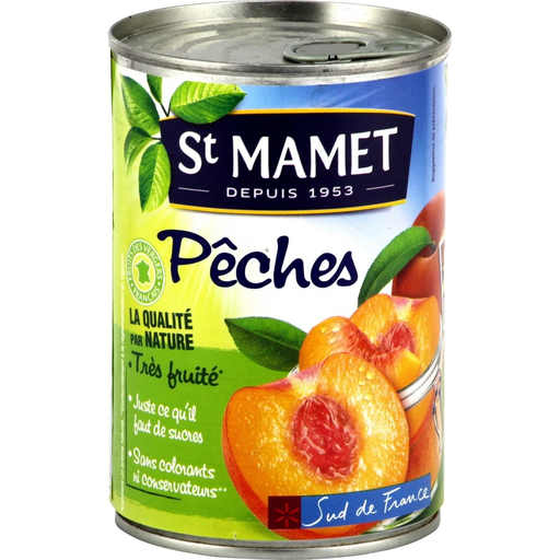 [3080920100186] SAINT MAMET Pêches au sirop net égoutté 230 g