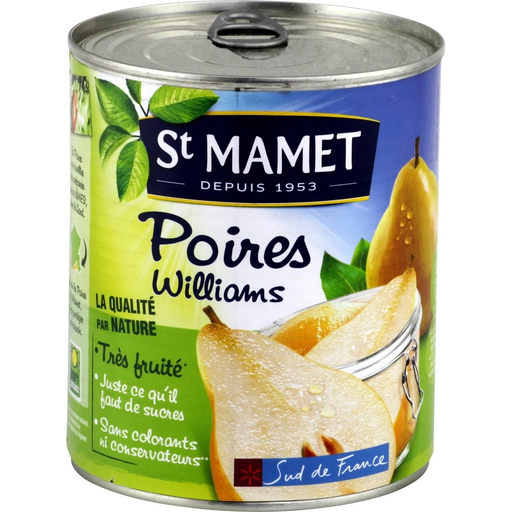 [3080920100261] SAINT MAMET Poires Williams au sirop net égoutté 455 g