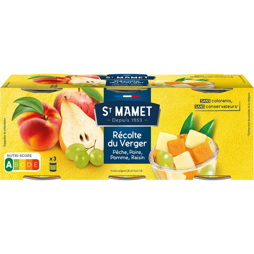 [3080920107789] SAINT MAMET Salade de fruits Récolte du verger 3 boites de 212 g