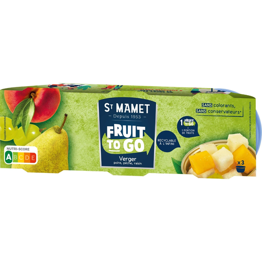 [3080920980580] SAINT MAMET Salade de fruits au sirop 3 boites de 80 g